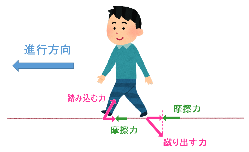 歩き 力と摩擦の関係図